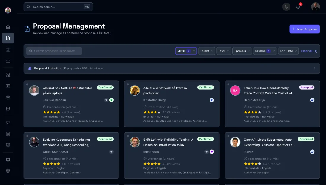 CFP proposal review interface