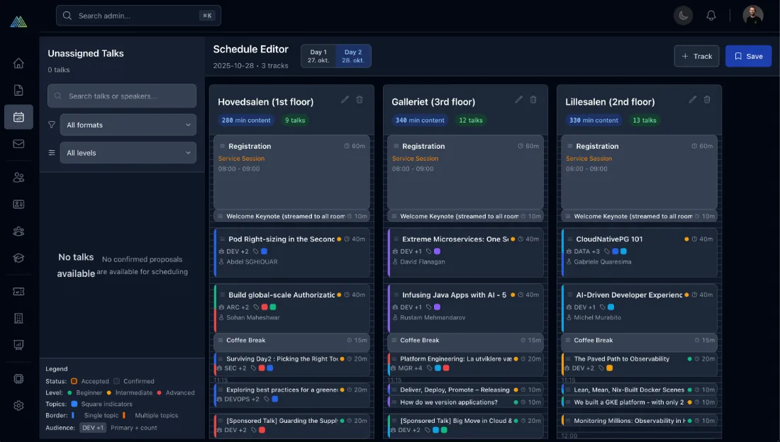 Drag-and-drop schedule builder with tracks